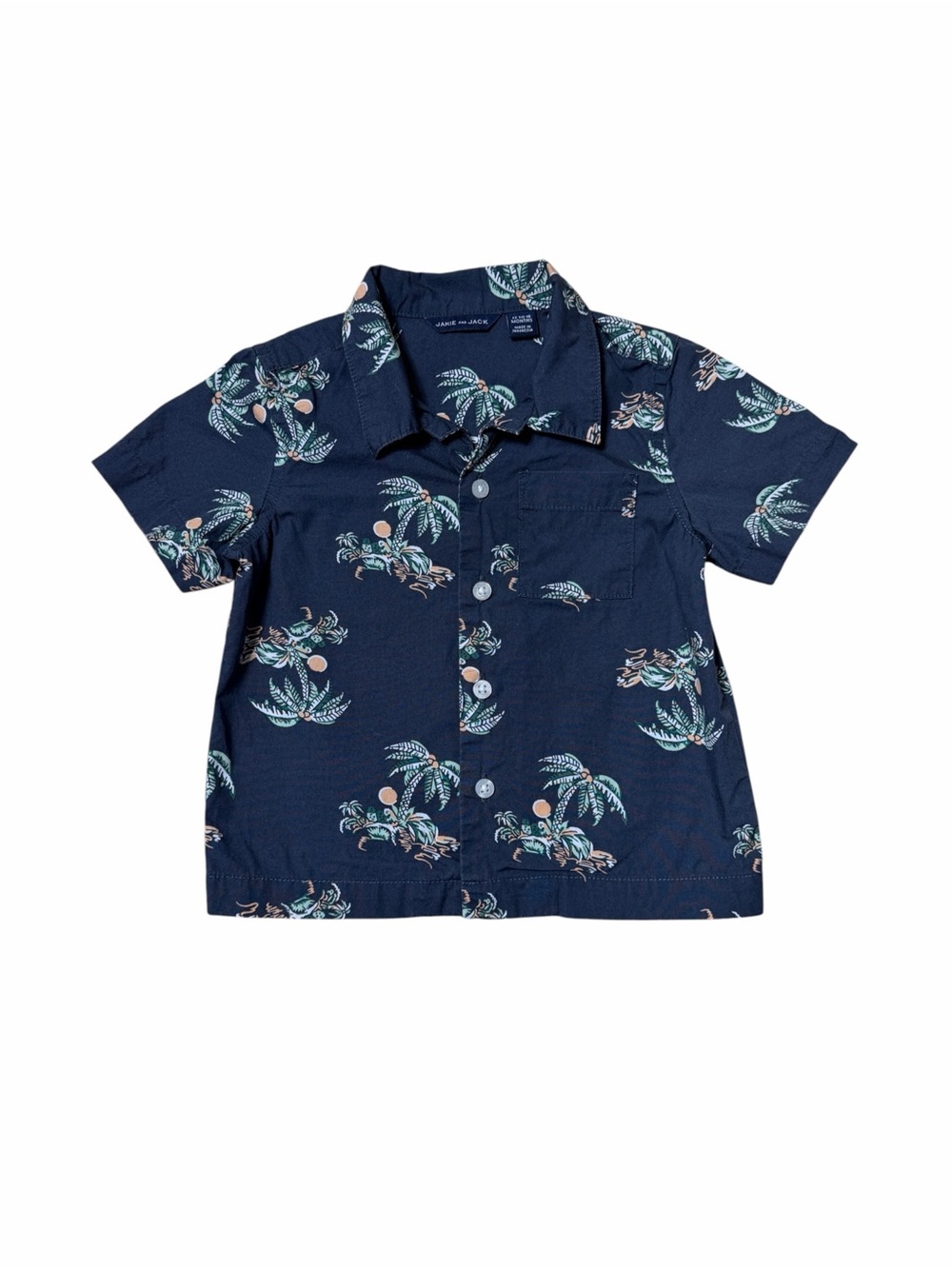 Janie & Jack Dark Blue Palm Tree Button Up Shirt Baby 12-18mo